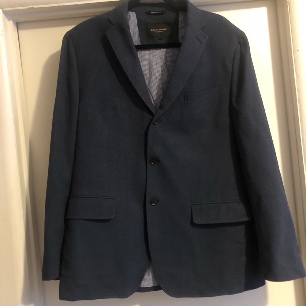 ❤️Banana Republic Tailored Fit Suit Sports Jacket Blazer Navy Blue Cotton 42R